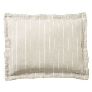 Pottery Barn Belgian Flax Linen Beige and White Striped Standard Pillow Sham Set